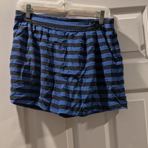 Garnet Hill black and blue striped silk shorts